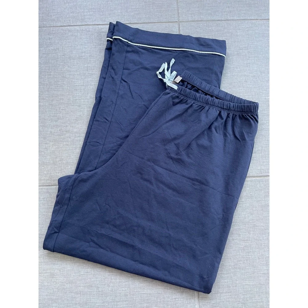 J.Crew Dreamy Cotton-blend Pajama Pant Set Navy Blue Large NEW Lounge CC660